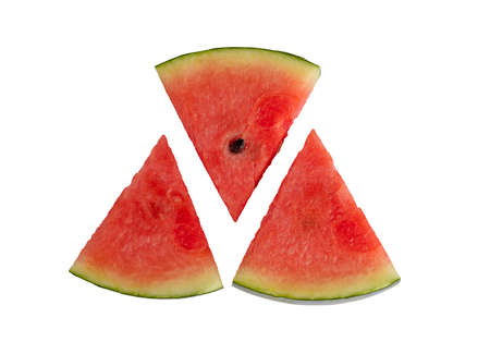 Fresh ripe watermelon sliced on the white background with clipping paths.