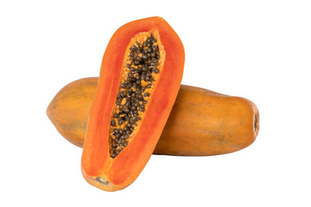 Fresh papaya slice isolatedの写真素材
