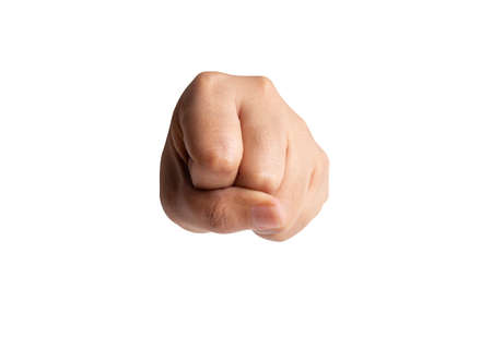 Close-up fist isolated on white backgrounds with clipping pathsの写真素材