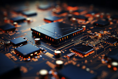 3D Rendering. CPU Central Computer Processors Cyber technology concept. Motherboard and digital chipset.  Science technology background. Genetative AIの素材