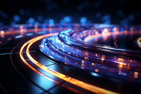 Technology Abstract background. Elegance overlay element. Overlap color background. Curve and blend Backdrop with copyspace. Ai Generated.の素材