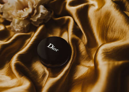 Powder in a black box from Dior with logo. High quality photoのeditorial素材