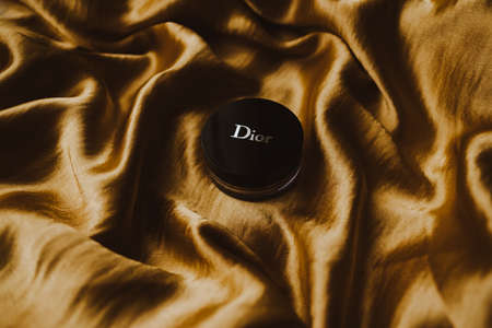 Powder in a black box from Dior with logo. High quality photoのeditorial素材