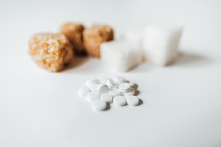 Different types of sugar. Copy space. Top view.の写真素材