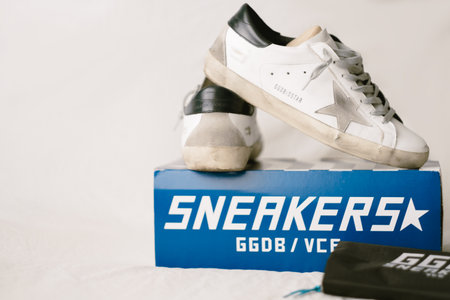 GGDB logo, Golden Goose Deluxe Brand Superstar Sneakers with Box.のeditorial素材