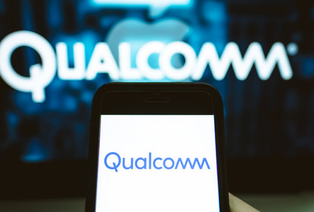 Screen shot of Qualcomm logo on the iPhone. Qualcomm is a company that manufactures processors for...