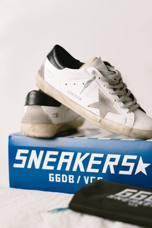 GGDB logo, Golden Goose Deluxe Brand Superstar Sneakers with Box.のeditorial素材