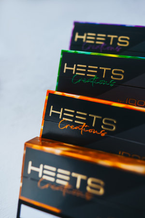 Heating tobacco sticks, New Creations Series Heets with iqos 3.0, iqos tobacco product technologies by Parliament.のeditorial素材