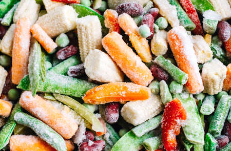 Fresh frozen vegetables mix close-up. Healthy food. High quality photo
