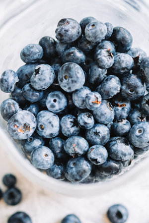 Fresh blueberry in plastic box.