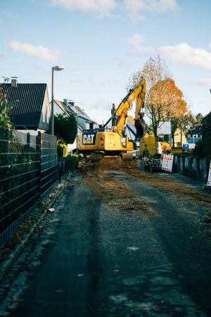 Repair work on a city street.のeditorial素材
