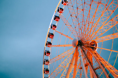 Ferris wheel in the Dusseldorf city.のeditorial素材
