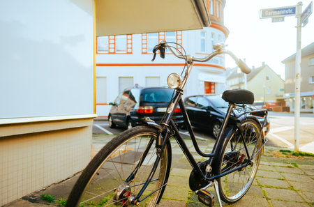 Bicycle bike on a city street in Europe. Outdoor activities Bicycle bike on a city street in Europe. outdoor activitiesの写真素材