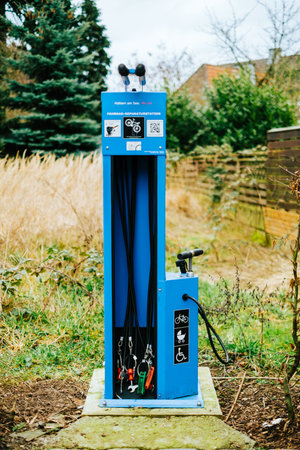 Free public bike repair station.の写真素材