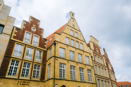 City architecture in old town Prinzipal market in Munster.のeditorial素材