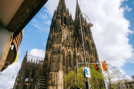 Cologne Cathedral with blue sky. Cologne Cathedral, or Kolner Dom, is the main landmark of Cologne and a catholic church in Germany.のeditorial素材