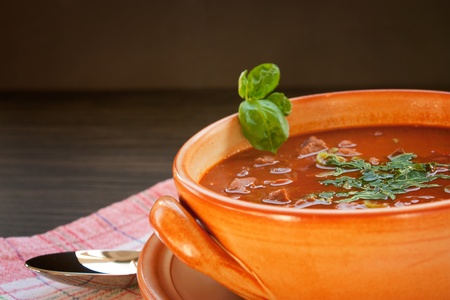 Chilli con carne with beef in a clay potの写真素材
