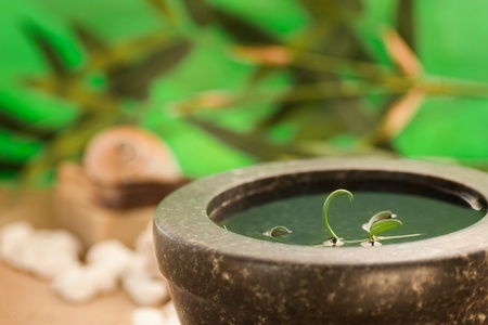 Spa theme. Pouring water for spa treatment.の写真素材