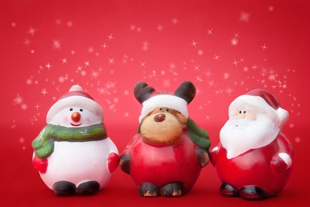 Santa, Rudolph and Snowman Christmas ornamentsの写真素材