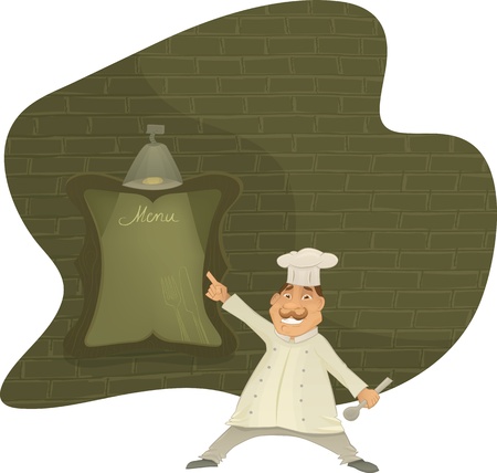chef with menuの写真素材