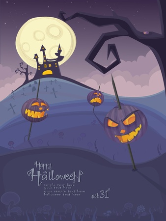 Vector Halloween grunge template with pumpkinsの写真素材