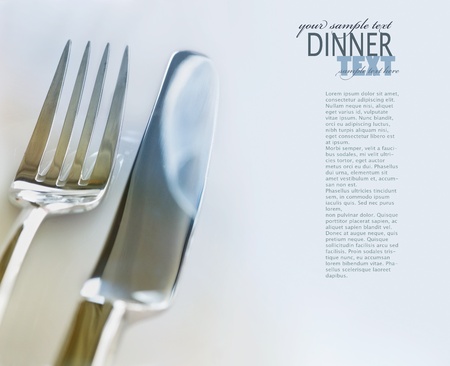 Fork and knife in elegant table settingの写真素材