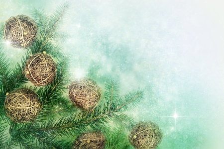 Hand made Christmas ornaments with copyspaceの写真素材