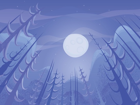 View through the trees in the pine forestのイラスト素材