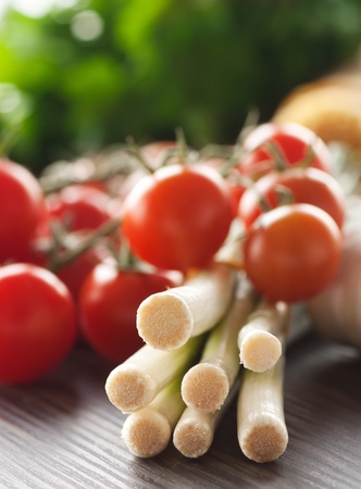 Onions with garlic and parsley. Ingredients for tomato sauce.の写真素材
