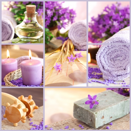 Collage of spa products.の写真素材