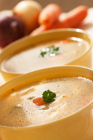 Rich healthy vegetable soup with noodles.の写真素材
