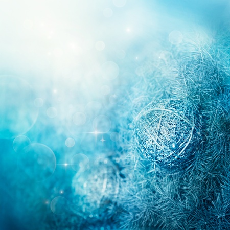 Festive winter  abstract nature background with  bokeh lights and Christmas treeの写真素材