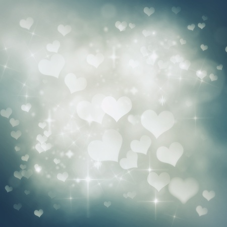 Valentines day abstract nature background with  bokeh lights and heartsの写真素材