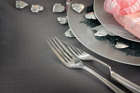 Restaurant series. Valentines table settingの写真素材