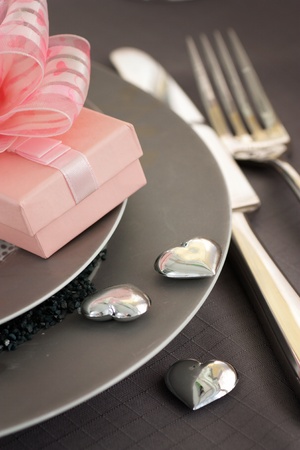 Restaurant series. Valentines table settingの写真素材
