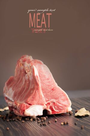 Raw veal meat with copypsaceの写真素材