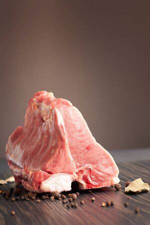 Raw veal meat with copypsaceの写真素材