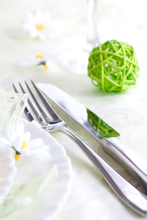Restaurant menu series  Spring table setting with flowers and decorationの写真素材