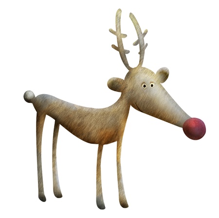 Christmas Reindeer illustration. Funny cartoon reindeer Rudolph characterの写真素材