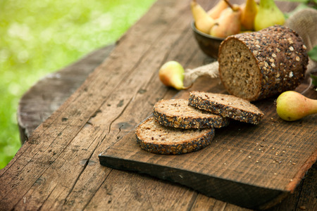 Fresh healthy bread on wood