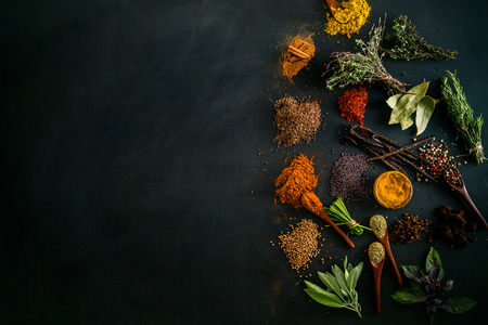 Spices and herbs. Variety of spices and mediterranean herbs. Food backgroundの写真素材