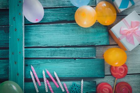 Birthday background. Birthday celebration with copy space. Birthday greeting cardの写真素材