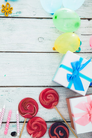 Birthday background. Birthday celebration with copy space. Birthday greeting cardの写真素材