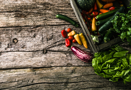 Organic food. Organic vegetables on wood.の写真素材