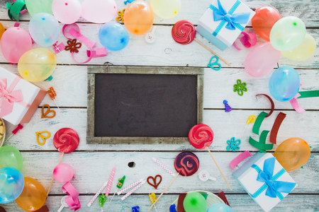 Birthday background. Birthday celebration with copy space. Birthday greeting cardの写真素材