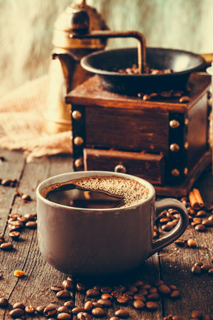 Coffee. Cup of turkish coffee with sugar. Vintage coffeeの写真素材