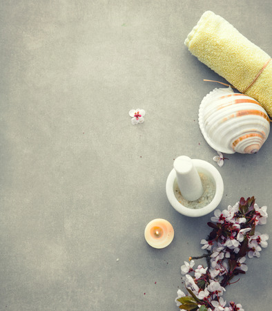 Spa natural concept. Dayspa cosmetics products. Spa and wellness setting.の写真素材
