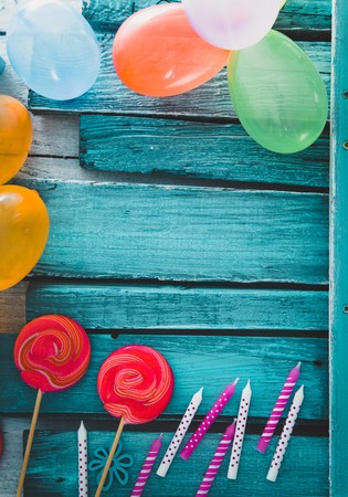 Birthday background. Birthday celebration with copy space. Birthday greeting cardの写真素材