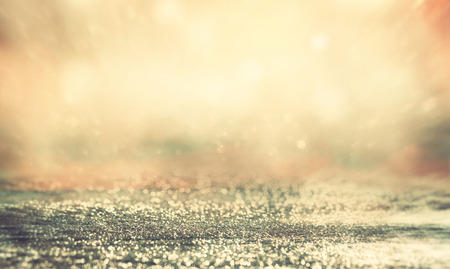 Festive background. Bokeh blurred background. Glitter vintage lightsの写真素材