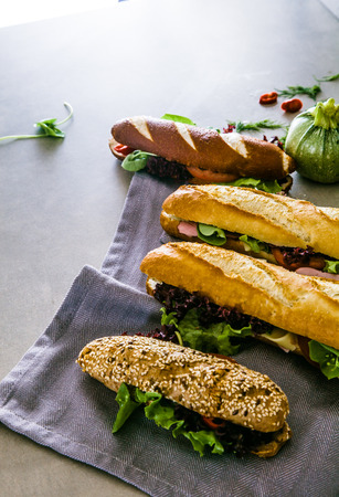 Sandwich. Fast food. Deli sandwich with vegetablesの写真素材